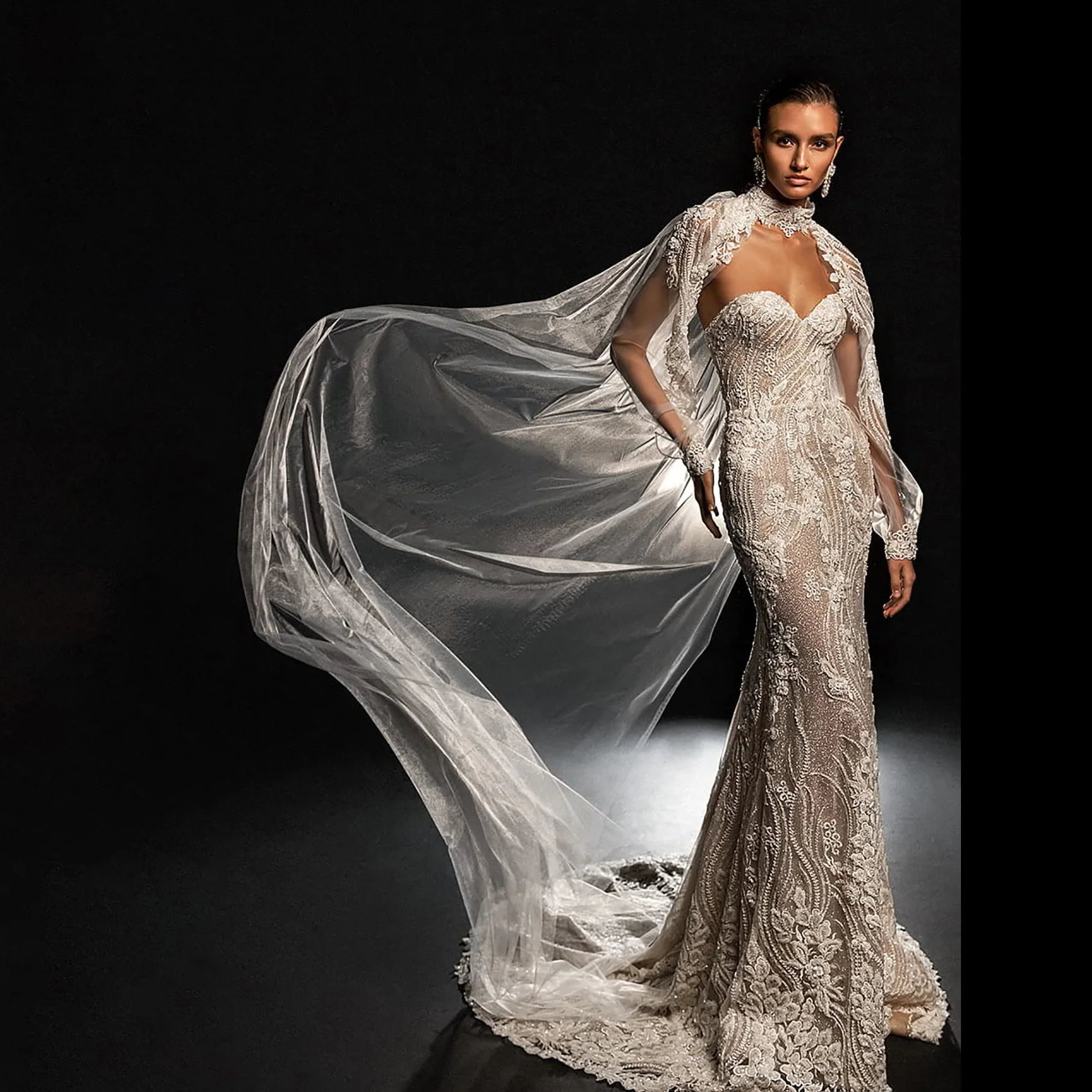 Elegant Slim Mermaid Wedding Dresses New Sexy Appliques Lace Prom Gown High Neck Shawl Sweep Train Vestidos De Novia Customized
Elegant Slim Mermaid Wedding Dresses New Sexy Appliques Lace Prom Gown High Neck Shawl Sweep Train Vestidos De Novia Customized