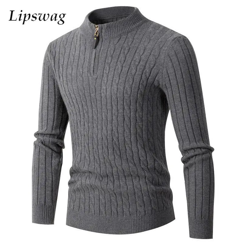 Mock Neck Men Sweater Casual Ribbed Twist Knitted Pullovers Autumn Vintage Solid Color Zip-up Sweaters Winter Men Bottoming Tops
Mock Neck Men Sweater Casual Ribbed Twist Knitted Pullovers Autumn Vintage Solid Color Zip-up Sweaters Winter Men Bottoming Tops