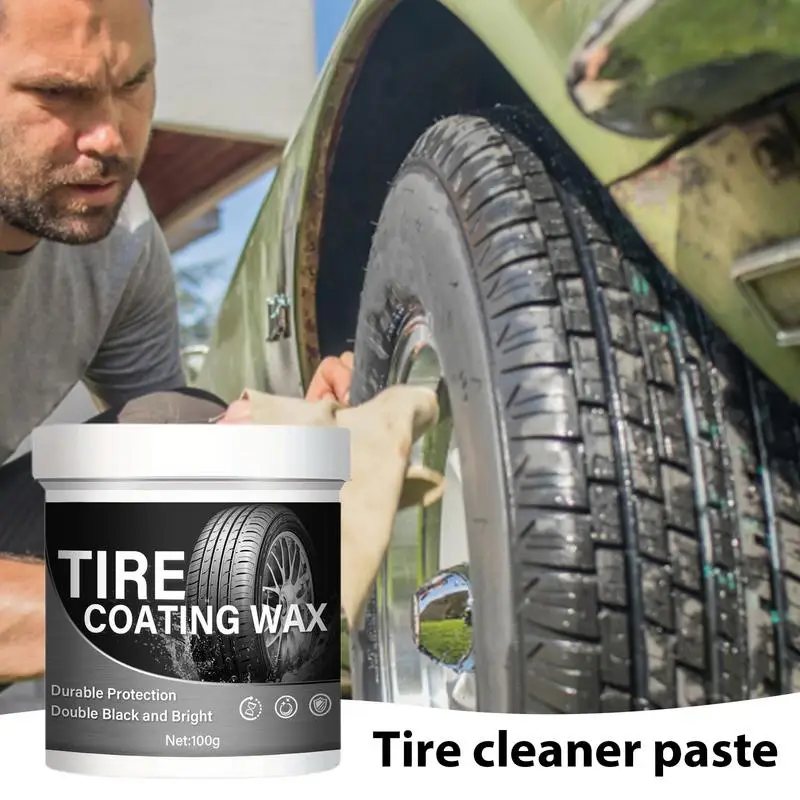 

100g Tyre Coating Wax Retreading Cleaning Cream Tyre Brightener Glazing Protector Non-Foaming Waterproof for detailing Auto Car