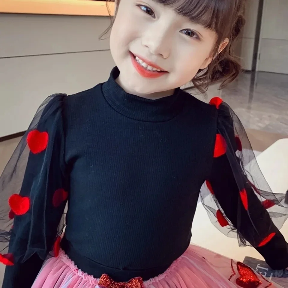 Girls Bottoming Shirt New Girl Net Gauze Puff Sleeve Love Embroidery Blouse Children's Autumn and Winter Clothing
Girls Bottoming Shirt New Girl Net Gauze Puff Sleeve Love Embroidery Blouse Children's Autumn and Winter Clothing