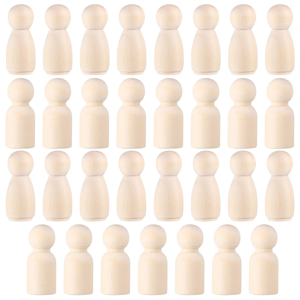 

50 Pcs Unfinished Peg Dolls Wood Crafts Wooden People Puppets DIY Graffiti Hook Blank Nail