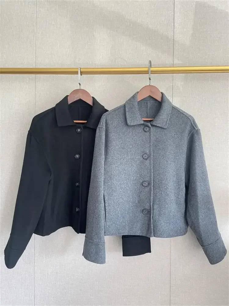 Women Jacket Turn-Down Collar Single-Breasted Winter All-Match Double-Sided Woolen Short Coat
Women Jacket Turn-Down Collar Single-Breasted Winter All-Match Double-Sided Woolen Short Coat