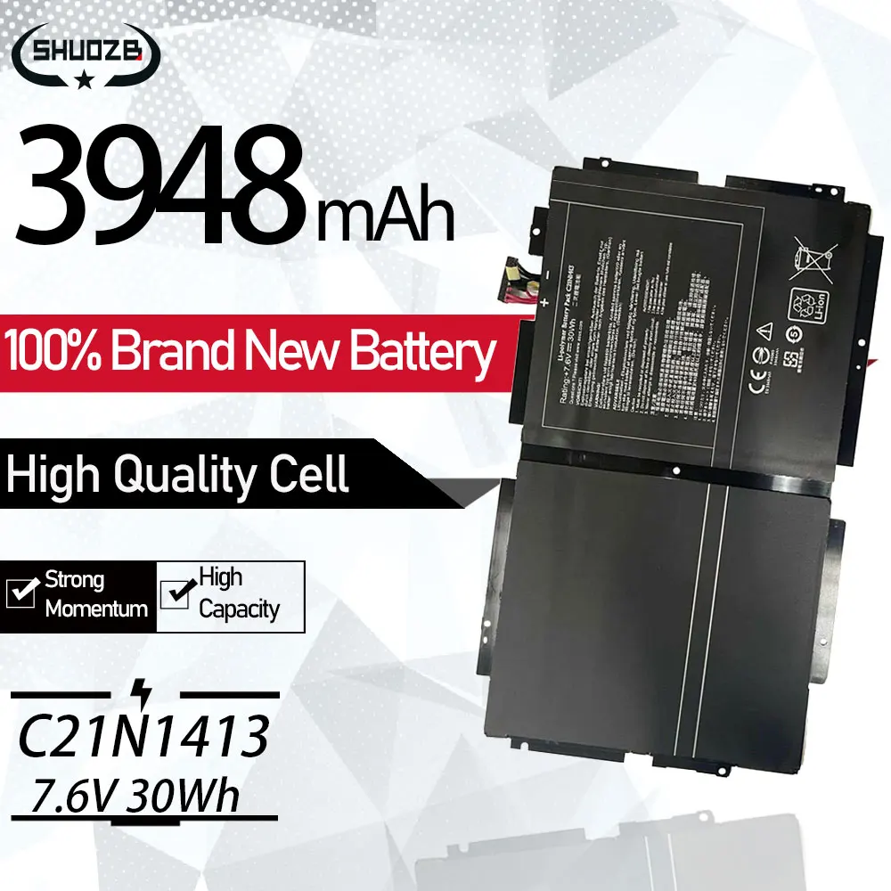 New C21N1413 Laptop Battery For Asus Transformer Book T300 T300FA Series Notebook Tablet Bateria 7.6V 30WH 3948mAh Free Tools
New C21N1413 Laptop Battery For Asus Transformer Book T300 T300FA Series Notebook Tablet Bateria 7.6V 30WH 3948mAh Free Tools