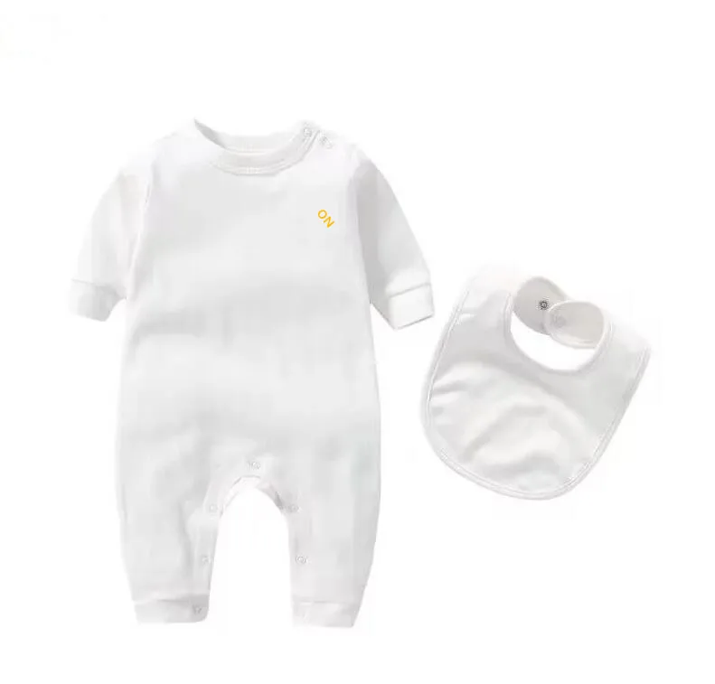 

1 set /2pcs Newborn Baby Boy Girl Clothes New Born Boy Baby Long Sleeve Bodysuit With Bib Clothes