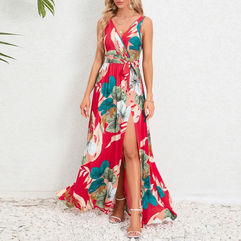 Women's Summer Maxi Dress Sexy Sleeveless Floral V-neck Split Casual Party Beach Boho Long Dress Sundress Vestidos Para Mujer
Women's Summer Maxi Dress Sexy Sleeveless Floral V-neck Split Casual Party Beach Boho Long Dress Sundress Vestidos Para Mujer