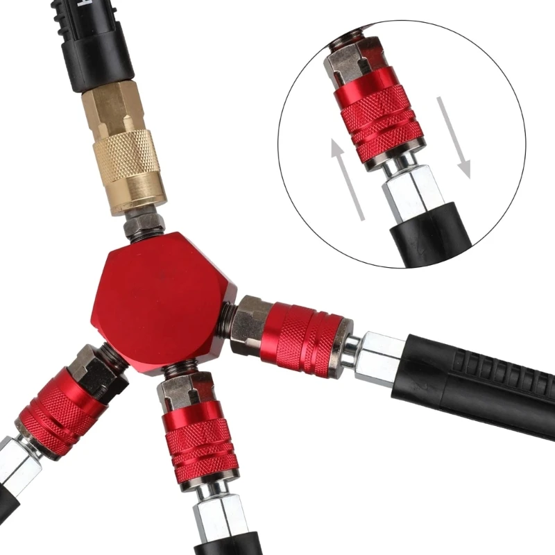 3-Way 1/4Inch Hex Style Air Manifold with Coupler and Plugs Air Compressor Hose Quick Connects Fitting Air Splitter
3-Way 1/4Inch Hex Style Air Manifold with Coupler and Plugs Air Compressor Hose Quick Connects Fitting Air Splitter
