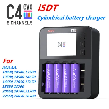 ISDT C4 EVO 스마트 배터리 충전기, IPS 디스플레이 화면 및 화재 방지 기능이 있는 AA AAA 리튬 이온 배터리용, C타입 QC3.0 출력