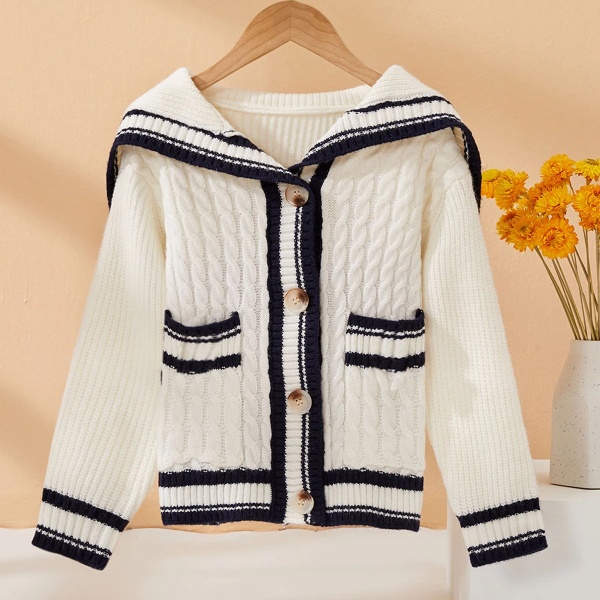 

Baby Girls Sweaters for Kids Cardigans Clothes for Teenagers School Preppy Knitted Coat Autumn Winter Children Jackets 4-12Years