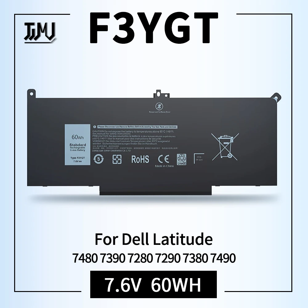 

F3YGT 7480 2X39G 60WH Laptop Battery for Dell Latitude 12 7000 7280 7290 13 7380 7390 P29S002 14 7480 7490 E7280 E7480 E7490