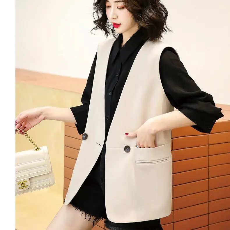 2023 Spring Autumn Women Fashion Solid Color Loose Vest Female Casual Elegant Suit Waistcoat Ladies V-neck Sleeveless Coats W606
2023 Spring Autumn Women Fashion Solid Color Loose Vest Female Casual Elegant Suit Waistcoat Ladies V-neck Sleeveless Coats W606
