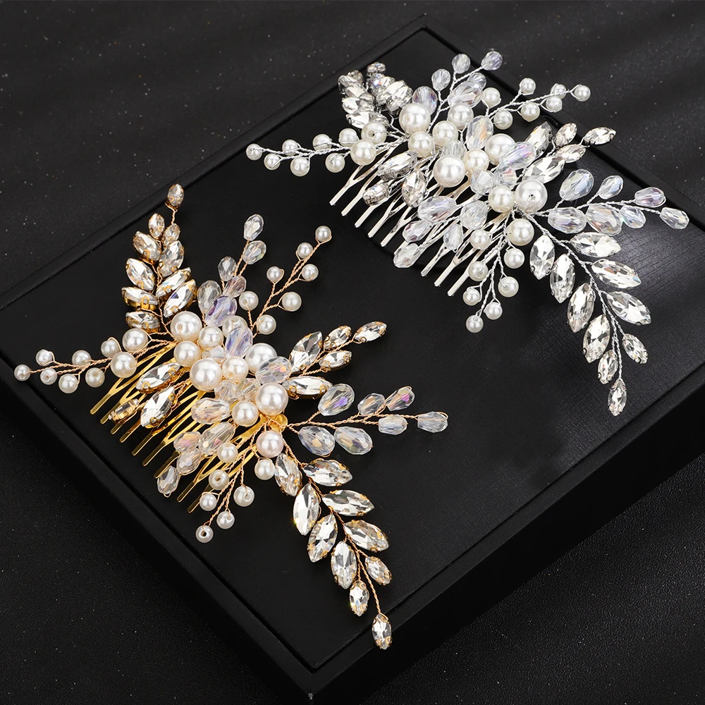 Fashion Hair Comb Earring Set for Wedding Headdress Rhinestone Party Pearl Bridal Hair Pieces Handmade Crystal Bride Headwear 8 S5a2723bb447e4207b545a09cc2226598f