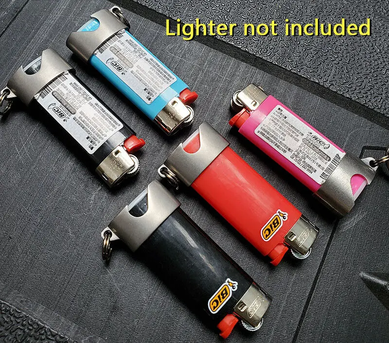 

Titanium Lighter Case Cover Fits Bic J5 J3 Lighter Ring Key Chain Bottle Opener