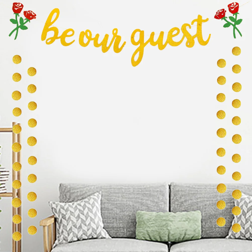 Engagement Rose Decor Banner Be Our Guest Round Piece Hanging Banner for Single Party Engagement Wedding (1 String Roses To Be
Engagement Rose Decor Banner Be Our Guest Round Piece Hanging Banner for Single Party Engagement Wedding (1 String Roses To Be