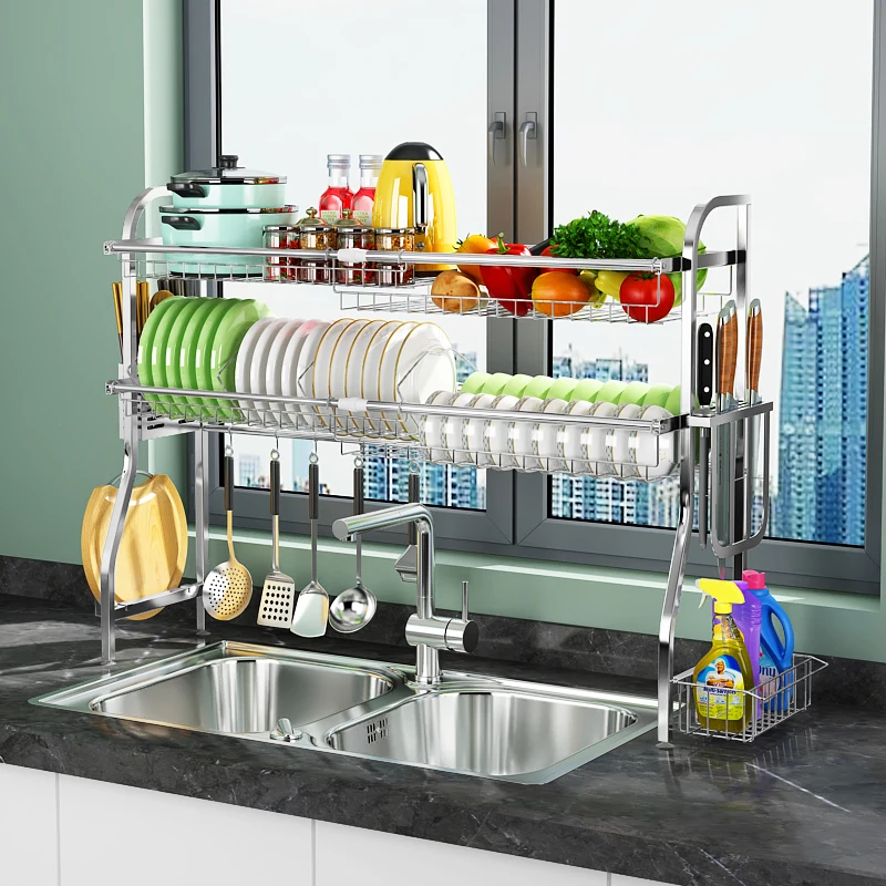Storage rack on sink, kitchen bowl and dish rack, drain rack, filter tray, 304 stainless steel multifunctional and expandable
Storage rack on sink, kitchen bowl and dish rack, drain rack, filter tray, 304 stainless steel multifunctional and expandable
