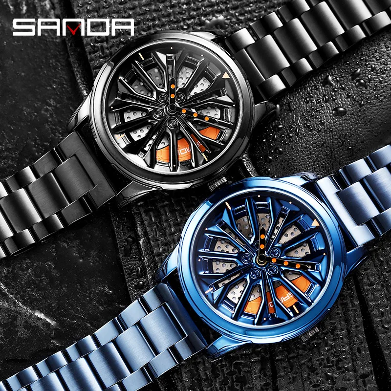 High Quality Rotating Car Rim Wheel Dial Waterproof Sports Watch Men Stainless Steel Leather Band Premium Quartz Wristwatch
High Quality Rotating Car Rim Wheel Dial Waterproof Sports Watch Men Stainless Steel Leather Band Premium Quartz Wristwatch