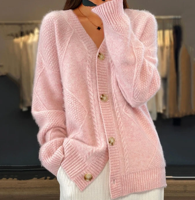 Women 2023 Winter Sweet Style Casual Coat Solid Color Long Sleeved V-Neck Knitted Cardigan Button Jacquard Thick Sweater Coat
Women 2023 Winter Sweet Style Casual Coat Solid Color Long Sleeved V-Neck Knitted Cardigan Button Jacquard Thick Sweater Coat