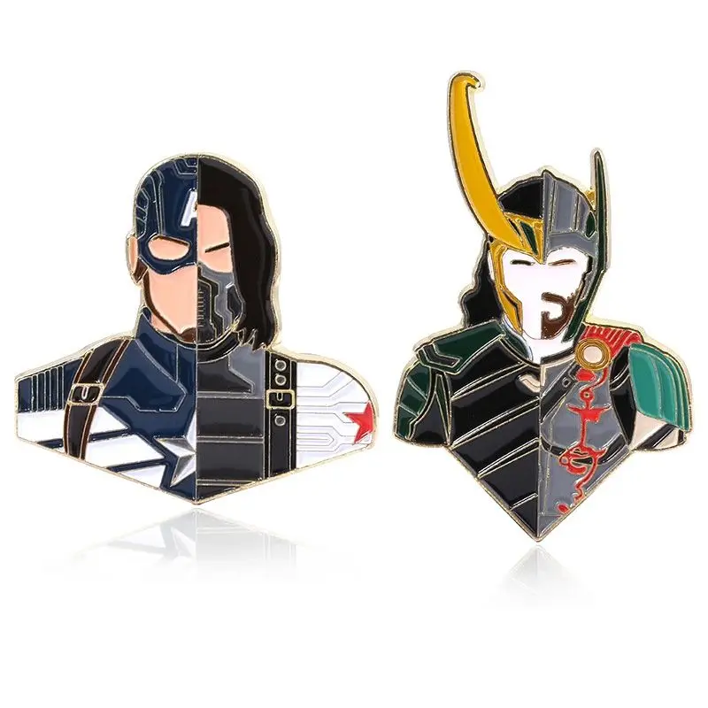 

Marvel Anime Peripheral Avengers Alliance Cartoon Thor Loki Brooch Captain America Winter Soldier Brooch Fashion Trend Jewelry