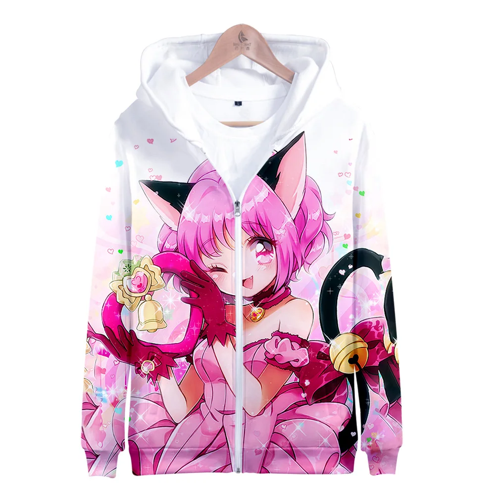 

Hot Female sweatshirt Kawaii Cartoon tokyo mew mew Hoodie Girl Boy Anime Sweatshirts 3D Print Hoodie Lovely zipper Hip Hop