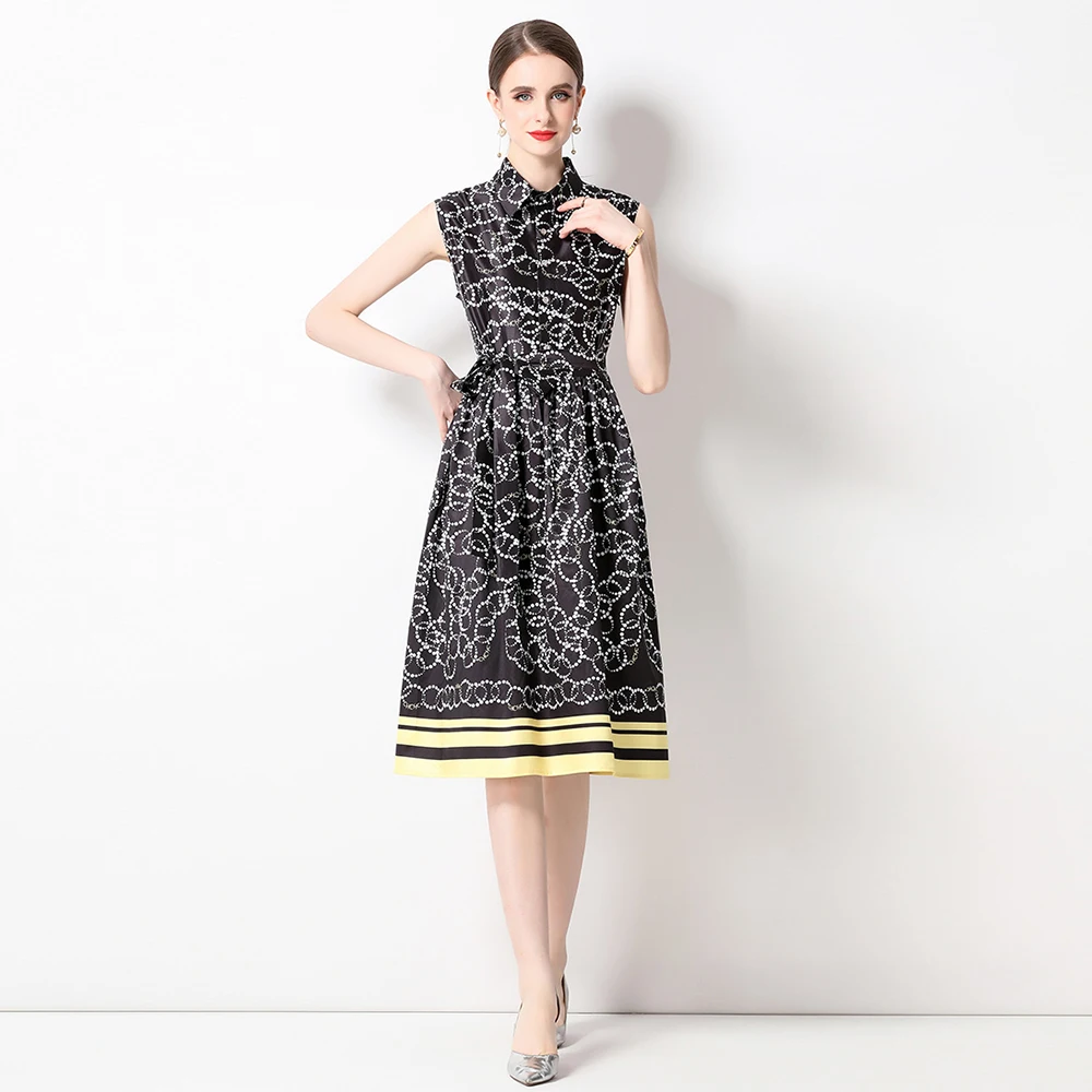 Summer Runway Fashion Letter Print Vintage Shirt Dress Women's Sleeveless Single Breasted Bow Tie Lace Up Midi Vestidos N9876
Summer Runway Fashion Letter Print Vintage Shirt Dress Women's Sleeveless Single Breasted Bow Tie Lace Up Midi Vestidos N9876