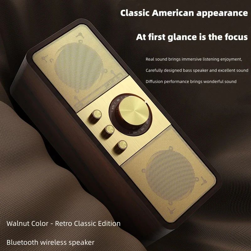 

Retro Classic Soundbox Wooden Wireless Bluetooth Speakers Super Bass Subwoofer FM Radio Support TF U Disk AUX IN Music Playback
