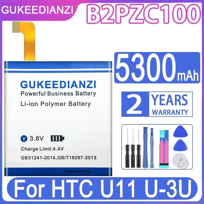 

GUKEEDIANZI For HTC 5300mAh B2PZC100 For HTC U-3U U11 Replacement Li-ion Phone Battery Batteria + Free Tools