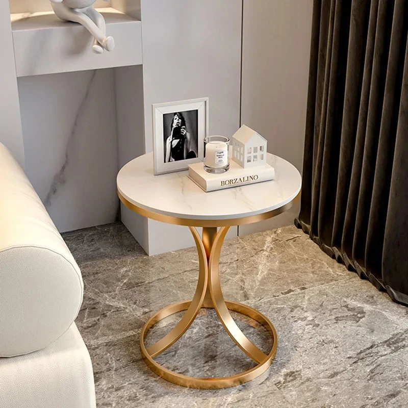 

Современные журнальные столики с мраморным эффектом, Круглый минималистичный роскошный кофейный столик в скандинавском стиле, белый металлический столик, низкая мебель для гостиной