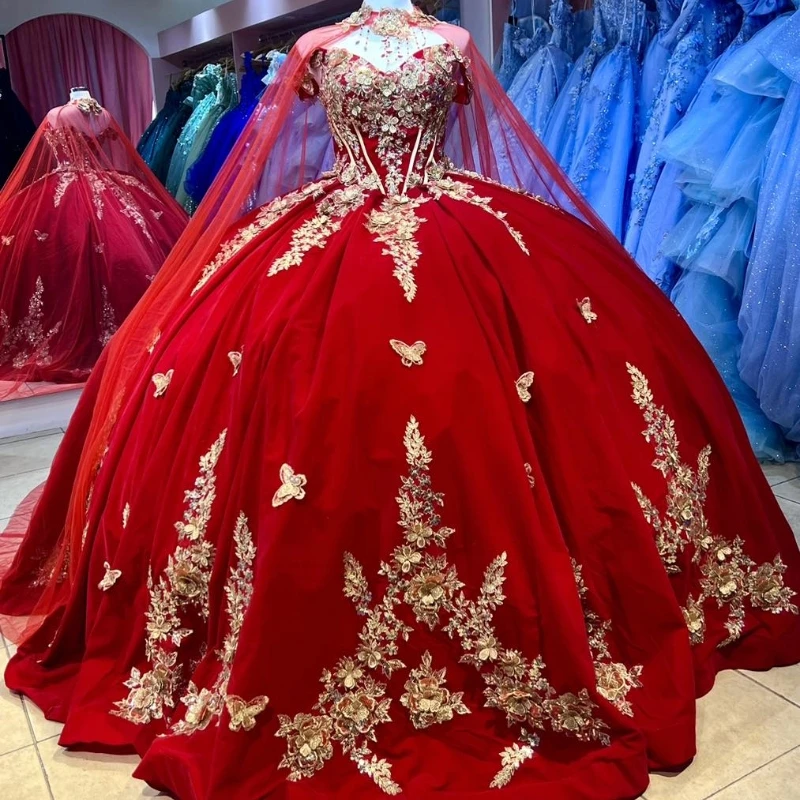 Red Quincenera Dresses Ball Gown Off the Shouler Gold Appliques Lace Bow Beads Chapel Train Sweet 16 Dress Vestidos De 15 Anos
Red Quincenera Dresses Ball Gown Off the Shouler Gold Appliques Lace Bow Beads Chapel Train Sweet 16 Dress Vestidos De 15 Anos