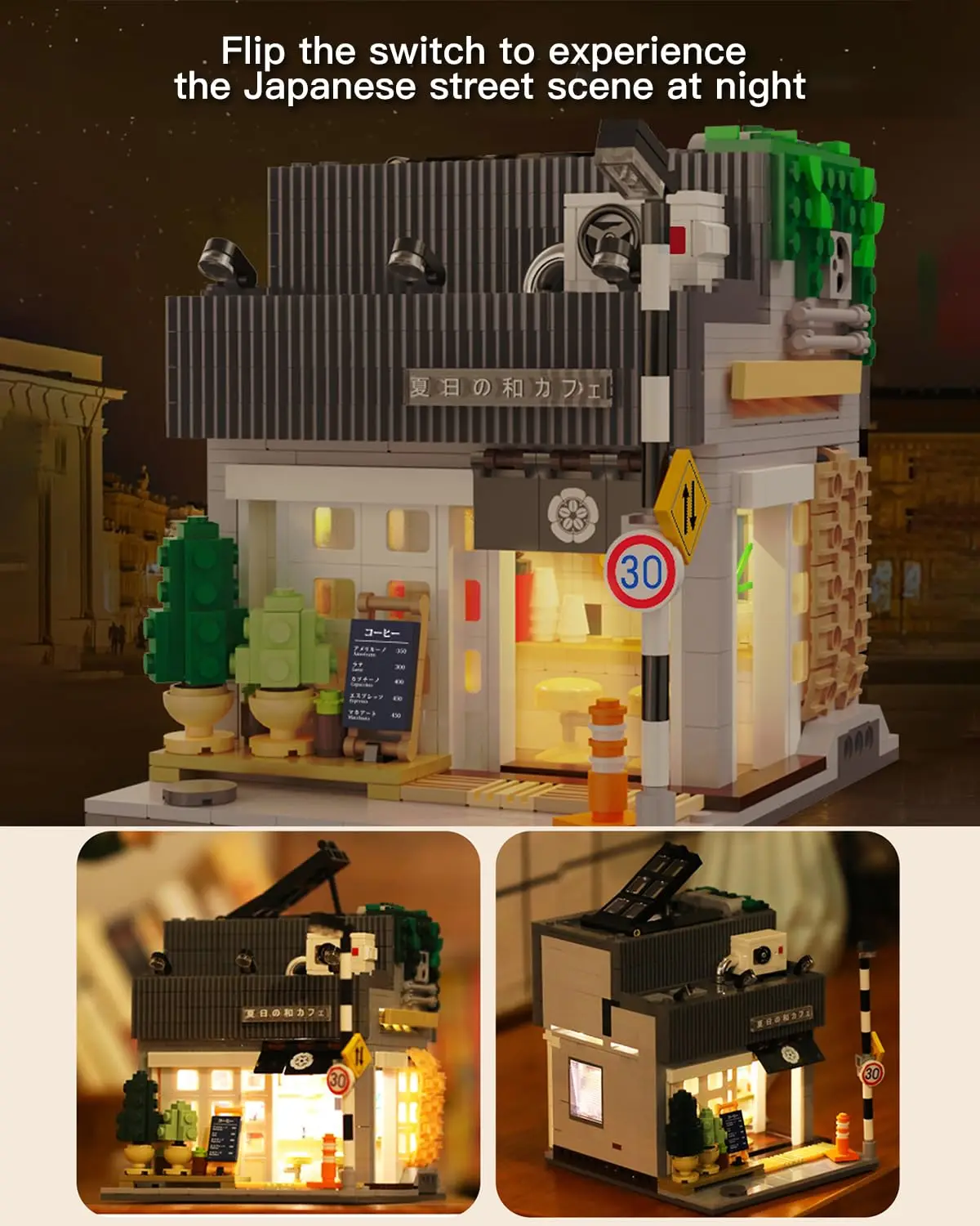 Japanese City Coffee Shop MOC Building Kit 1116Pcs Street View Bricks with Lighting Set Building Blocks Toy for Adults and Teens Japanese City Coffee Shop MOC Building Kit 1116Pcs Street View Bricks with Lighting Set Building Blocks Toy for Adults and Teens