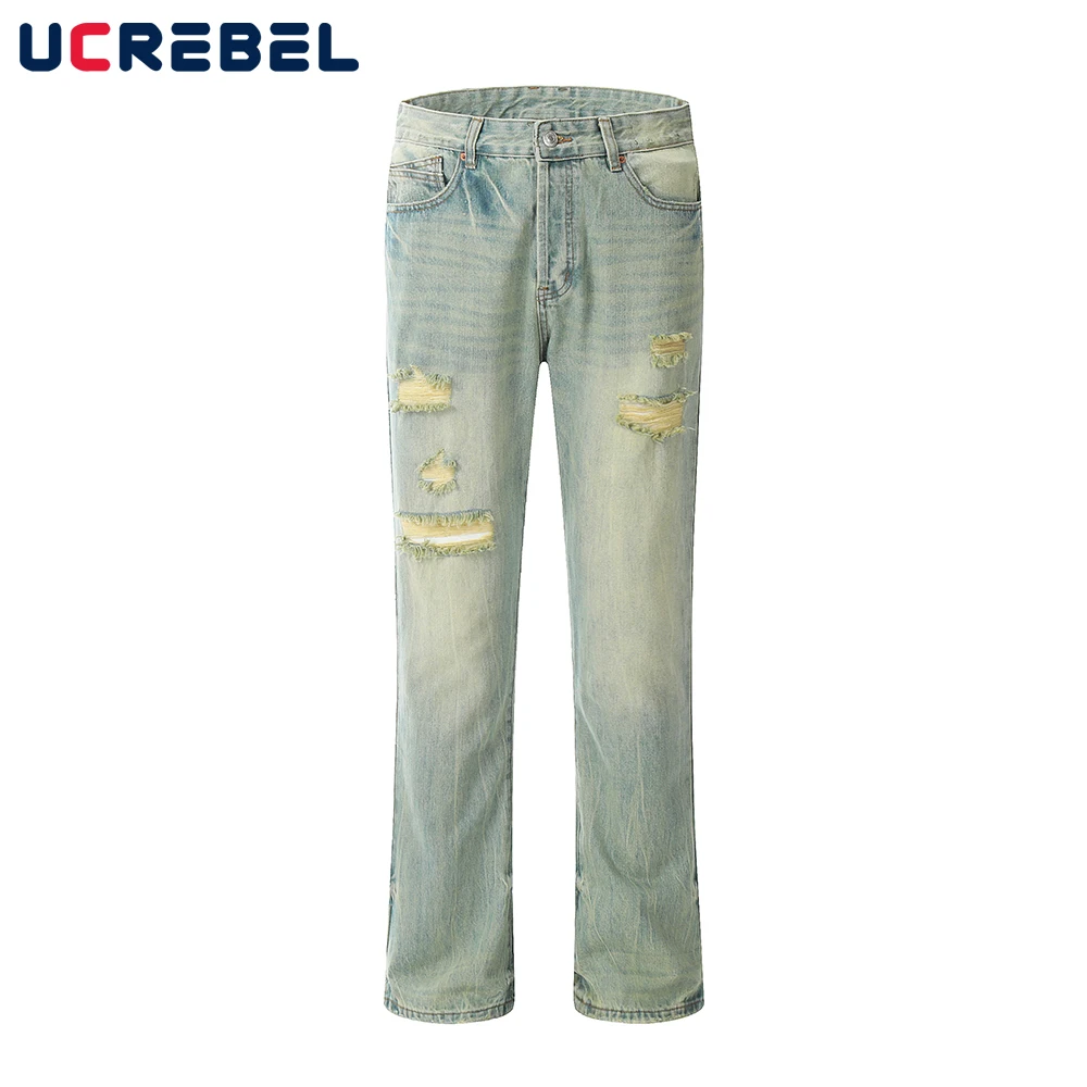 Washed Distressed Denim Pants Mens Streetwear Casual Ripped Hole Flared Jeans Men Vibe Trousers
Washed Distressed Denim Pants Mens Streetwear Casual Ripped Hole Flared Jeans Men Vibe Trousers