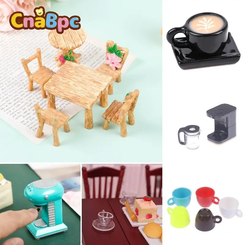

1:12 Dollhouse Miniature Coffeemaker Coffee Drinking Cup Kitchen Coffee Machine Coffee Pot Coffee Table Chair Doll Furniture Toy