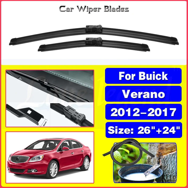 

2PCS For Buick Verano 2012 2013 2014 2015 2016 2017 Front Wiper Blades Windshield Windscreen Window Cutter Accessories 26"+24"