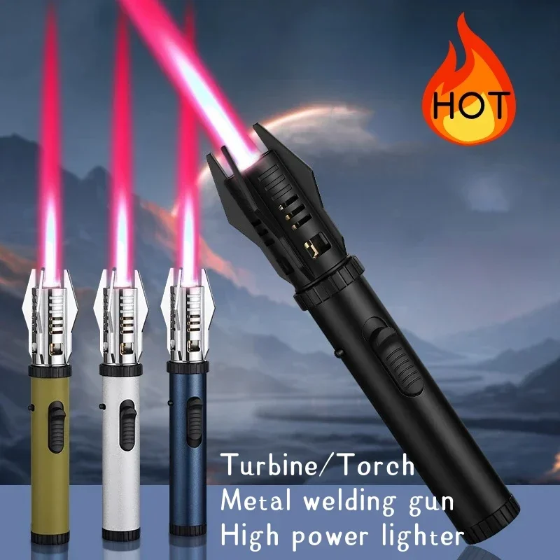 NEW Turbo Torch Metal Large Fire Windproof Blue Flame Lighter Kitchen Barbecue Cigar Outdoor Spray Gun Lighter Men's Gift
NEW Turbo Torch Metal Large Fire Windproof Blue Flame Lighter Kitchen Barbecue Cigar Outdoor Spray Gun Lighter Men's Gift