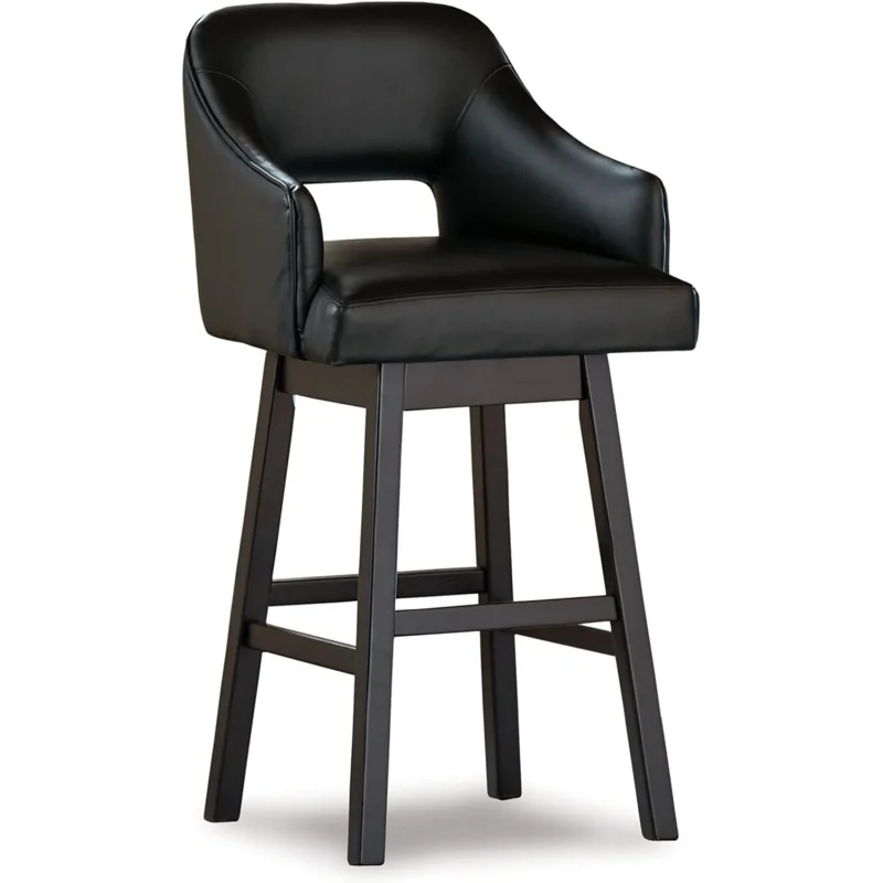 

Signature Design by Ashley 31" Tallenger Modern Pub Height Upholstered Swivel Barstool 2 Count, Black & Dark Brown