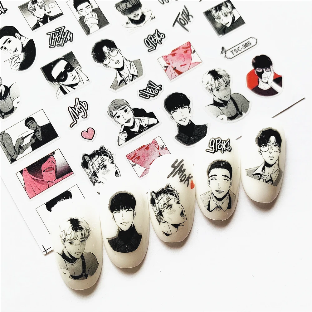 

Newest TSC-365-366 Charismatic guy series 3d nail art sticker nail decal stamping export japan designs rhinestones