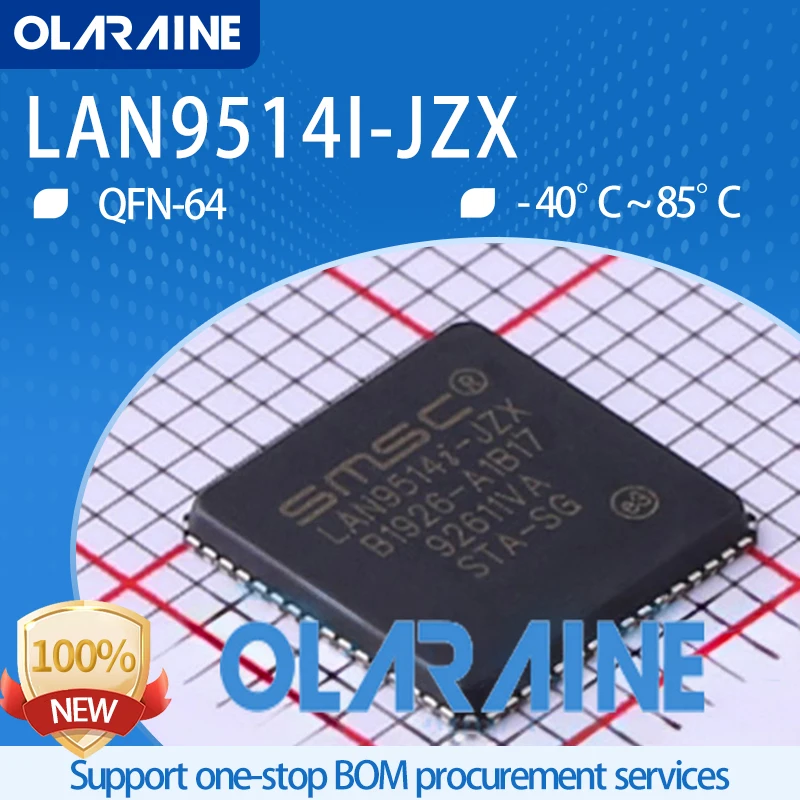 LAN9514I-JZX QFN-64 SMD Hub Controller Interface IC Hi-Speed USB 2.0 1.5 Mb/s, 12 Mb/s, 480 Mb/s
LAN9514I-JZX QFN-64 SMD Hub Controller Interface IC Hi-Speed USB 2.0 1.5 Mb/s, 12 Mb/s, 480 Mb/s