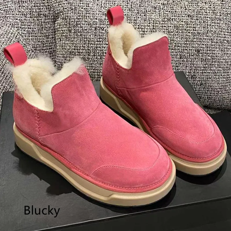 Women's round head thick sole leather lace up short boots with fashionable temperament and versatile snow boots 2023
Women's round head thick sole leather lace up short boots with fashionable temperament and versatile snow boots 2023