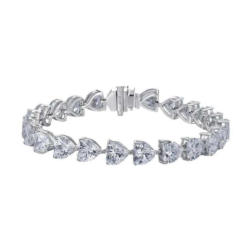 

2023 New S925 Sterling Silver Bracelet Full Diamond Heart Fashion and Elegant Ins Mingyuan Style