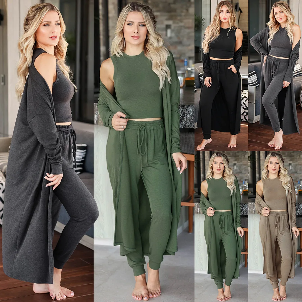3Pcs Autumn Vintage Knitted Clothes Sets for Women Ladies Slim Temperament Cardigan Vest and Pants Female Sportswear Suit
3Pcs Autumn Vintage Knitted Clothes Sets for Women Ladies Slim Temperament Cardigan Vest and Pants Female Sportswear Suit