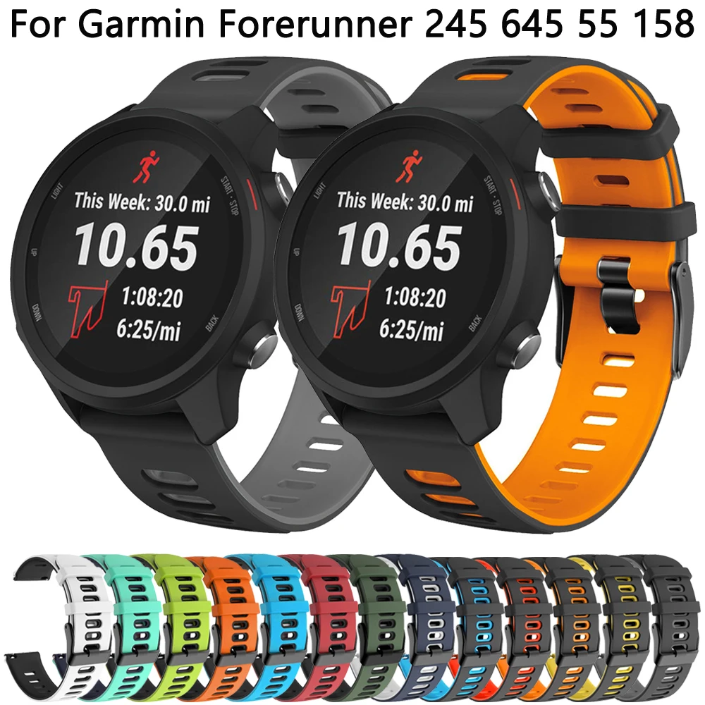 

For Garmin Forerunner 245 645 Music 55158 20mm Strap Silicone Watch Band for Vivoactive 5 3 HR Venu SQ 2 Wristband Bracelet Belt