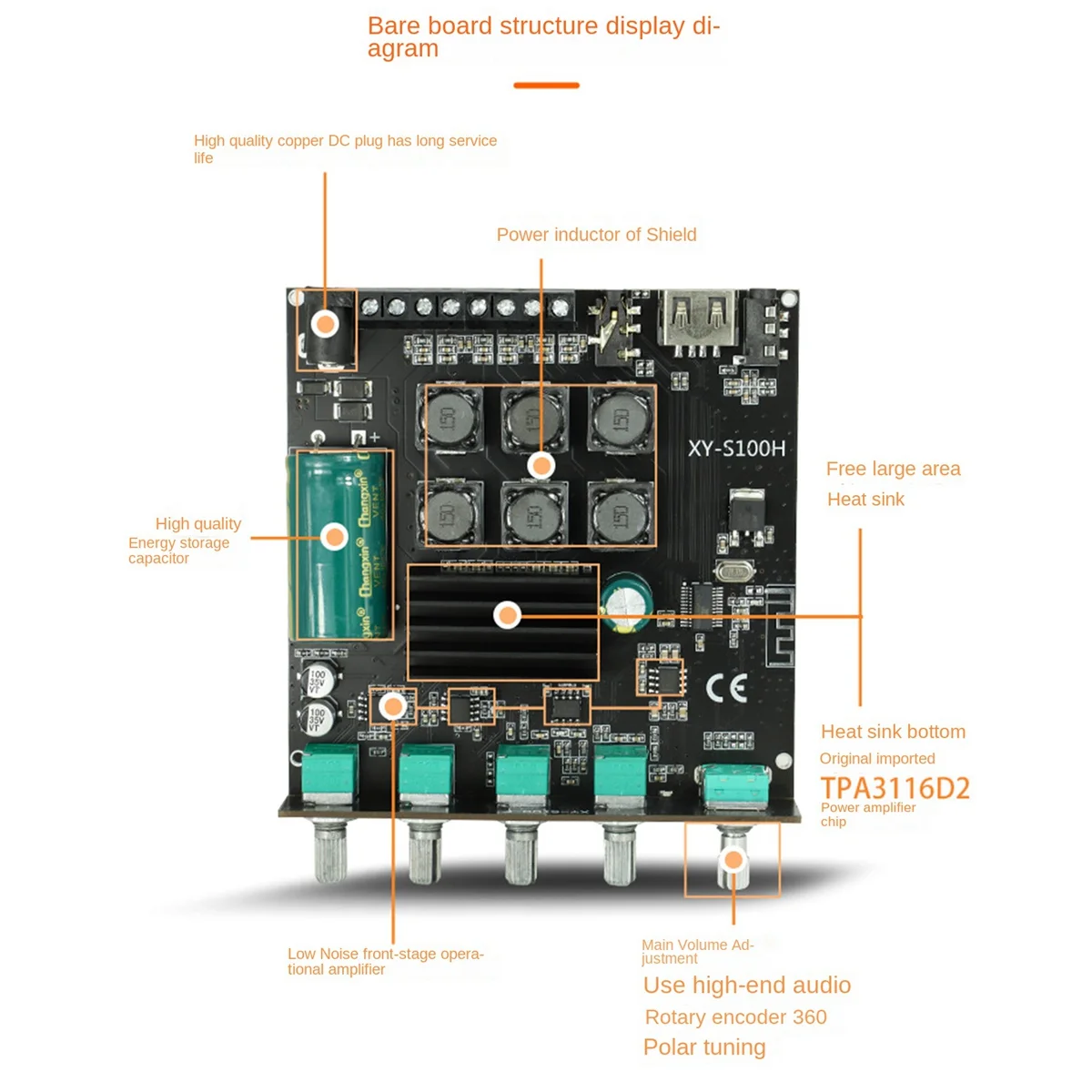 XY-S100H 2,1 канальная Плата усилителя Bluetooth TPA3116D2 50Wx2 + 100 Вт высокомощный сабвуфер BT5.0 звуковой модуль DC5-26V
XY-S100H 2,1 канальная Плата усилителя Bluetooth TPA3116D2 50Wx2 + 100 Вт высокомощный сабвуфер BT5.0 звуковой модуль DC5-26V