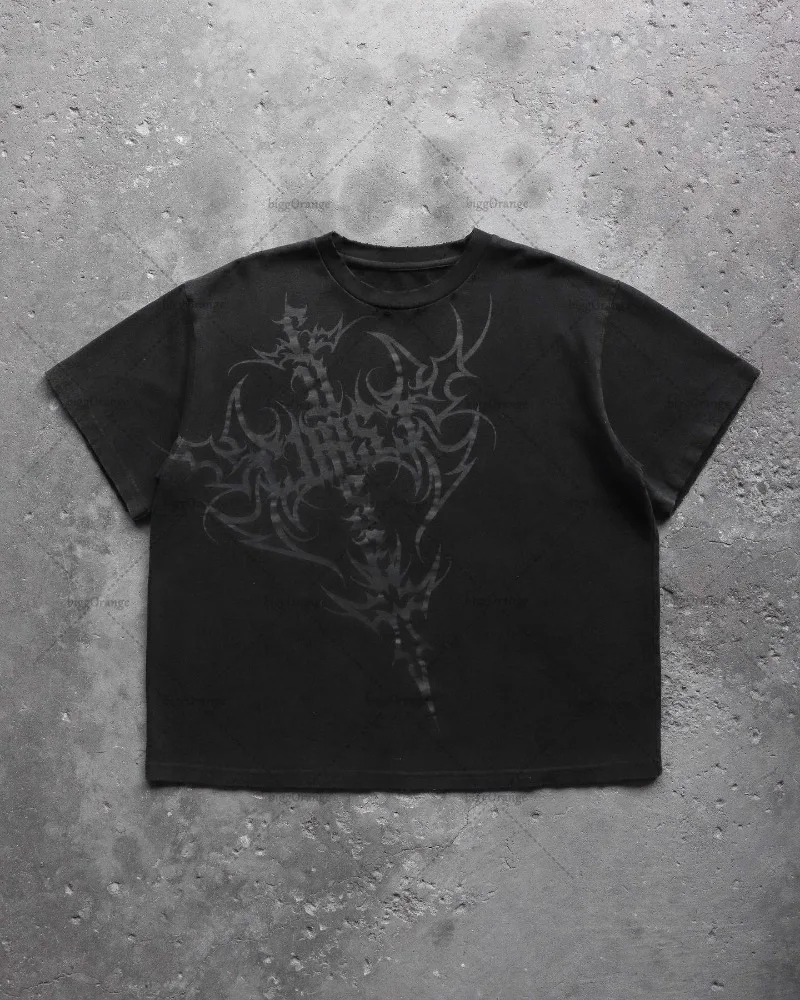 Y2k American New Style Gothic Printed Loose T-shirt Men High Street Fashion Top Casual Versatile Round Neck Short Sleeves
Y2k American New Style Gothic Printed Loose T-shirt Men High Street Fashion Top Casual Versatile Round Neck Short Sleeves