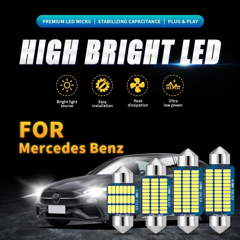 

Car LED Interior Reading Light 6000K C5W C10W For Mercedes Benz A B C E Ml Gl Cla Gla Glk Sl Slk Class W176 W246 W212 W204 W205