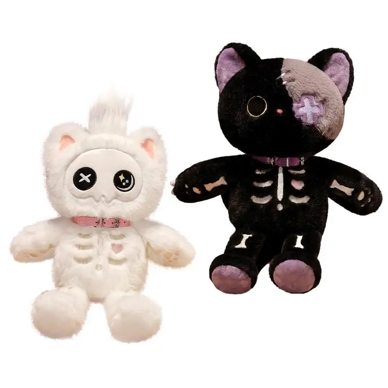 

Плюшевый скелет кошки, кукла, мультяшный кот, подушка с черепом, аниме, мягкая фигурка животного, игрушка, готический череп, кош