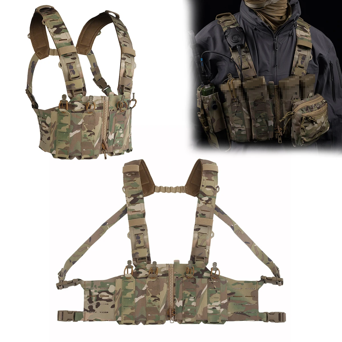 

Lightweight SF Tactical Chest Rig, Expandable And Quick Release Molle Mount Airsoft Chest Rig For Paintball And War Games