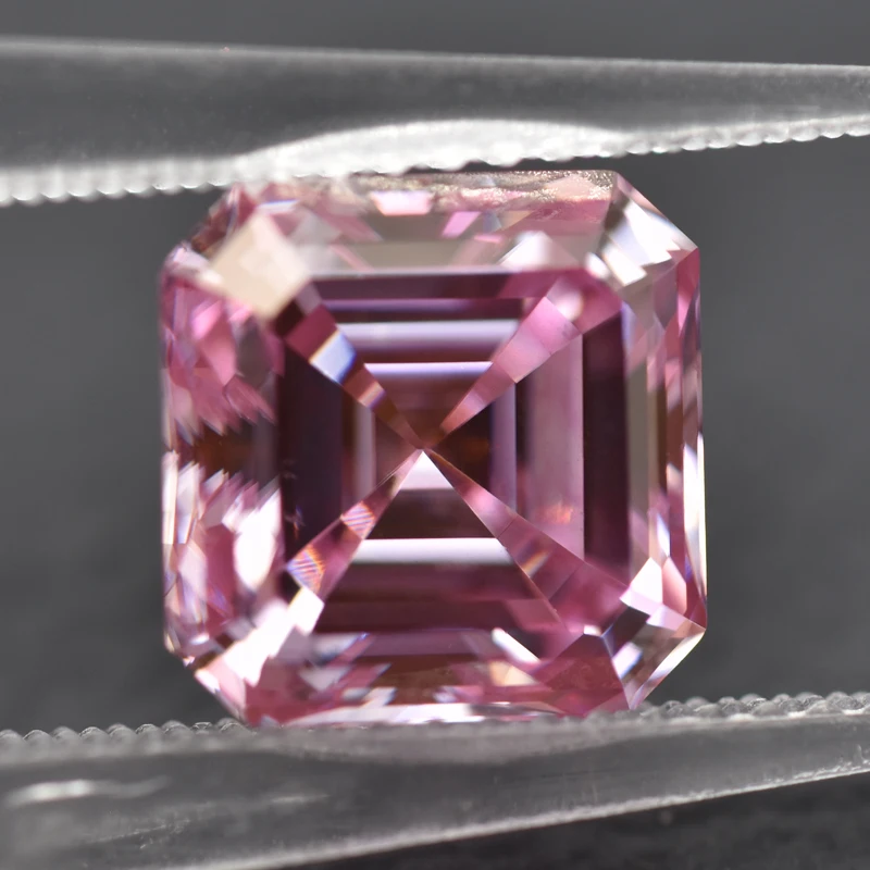 

Moissanite Loose Stone with GRA Certificate Color Sakura Pink Asscher Cut Advanced Jewelry Material Pass Diamond Tester