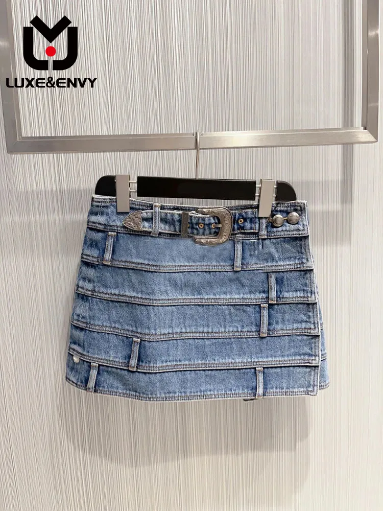 LUXE&ENVY Small Group Design Sense Patchwork Denim Short Skirt Blue Versatile Temperament Half Skirt A-line Skirt 2023 Autumn
LUXE&ENVY Small Group Design Sense Patchwork Denim Short Skirt Blue Versatile Temperament Half Skirt A-line Skirt 2023 Autumn