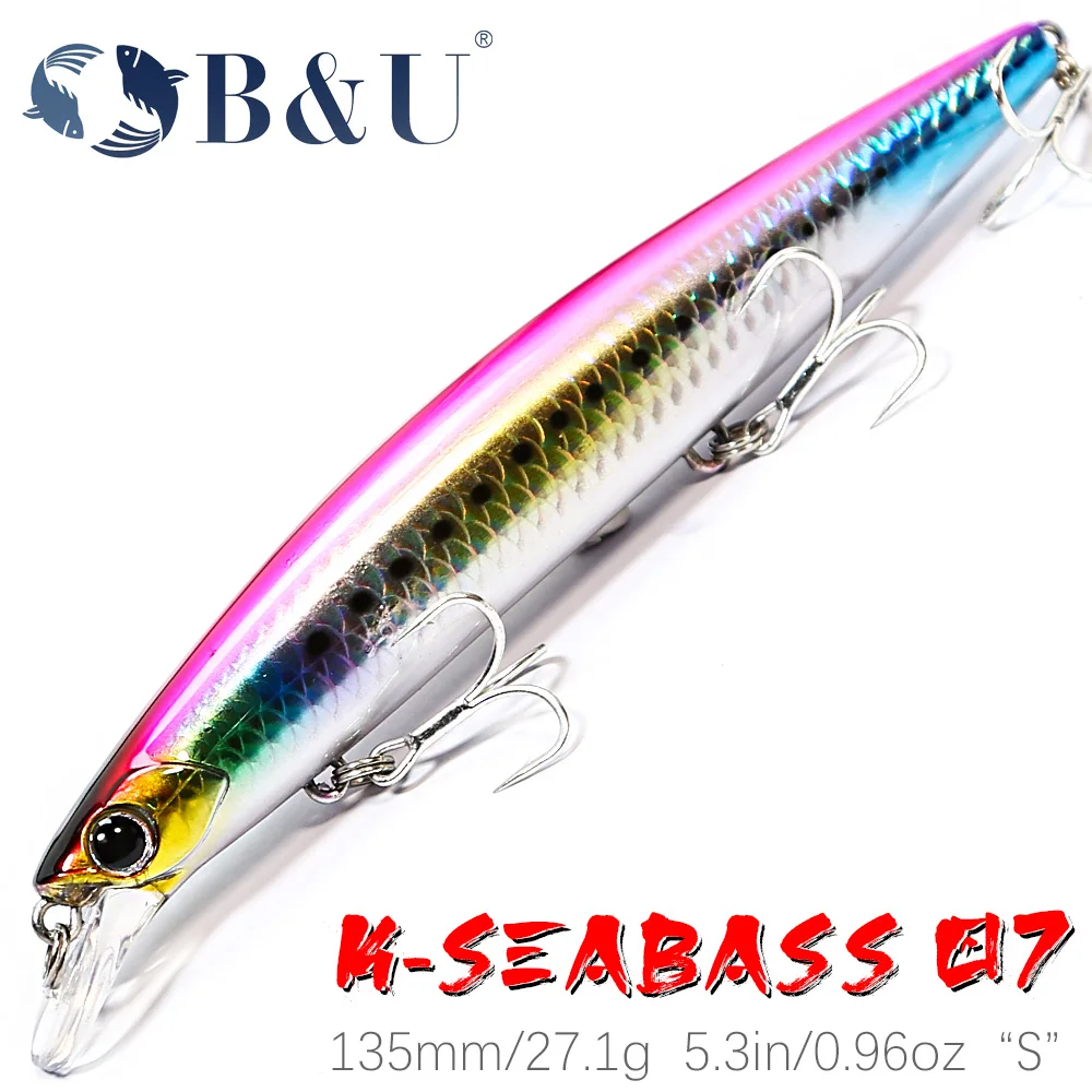 B&U 135mm 27.1g Fishing Lures Sea Jerkbait Ultra Long Casting Sinking Minnow Swimbaits Wobblers Artificial Lures For Bass Pike
B&U 135mm 27.1g Fishing Lures Sea Jerkbait Ultra Long Casting Sinking Minnow Swimbaits Wobblers Artificial Lures For Bass Pike