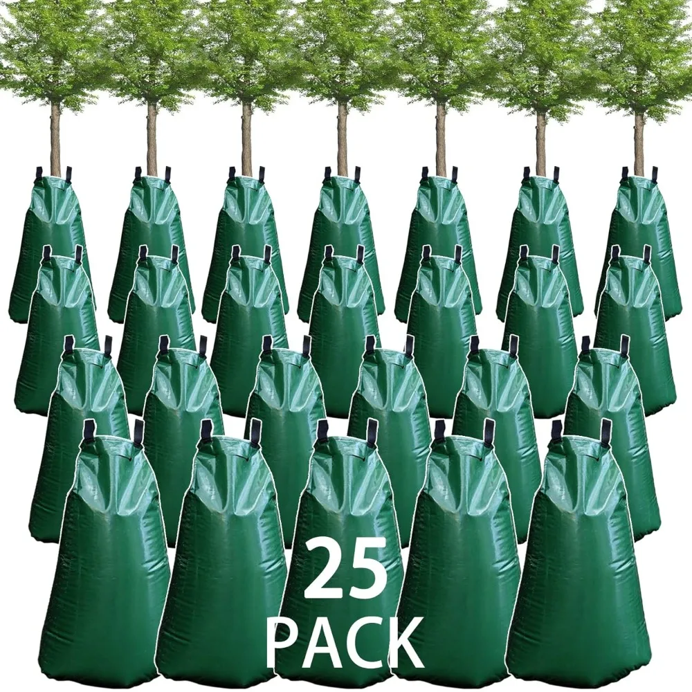 

25 упаковок сумок для полива дерева, медленно снимающийся полив для деревьев на 20 галлонов, Премиум полив с большой молнией