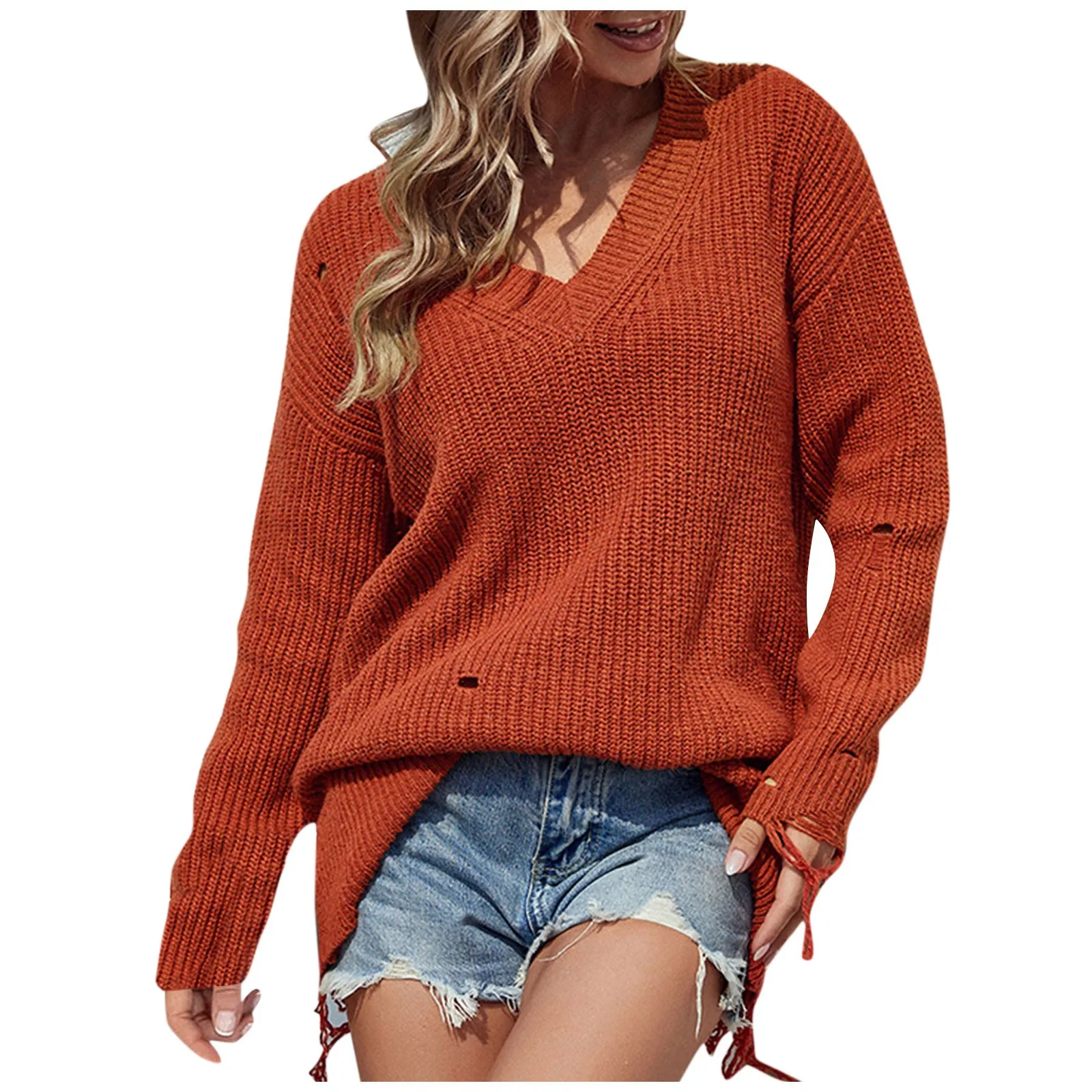 

Women Sweater V-Neck Winter 2023 Autumn Knitwear Long Sleeve Loos Warm Sweater Pullovers Lady Jumpers Knitted Chunky Knit Tops