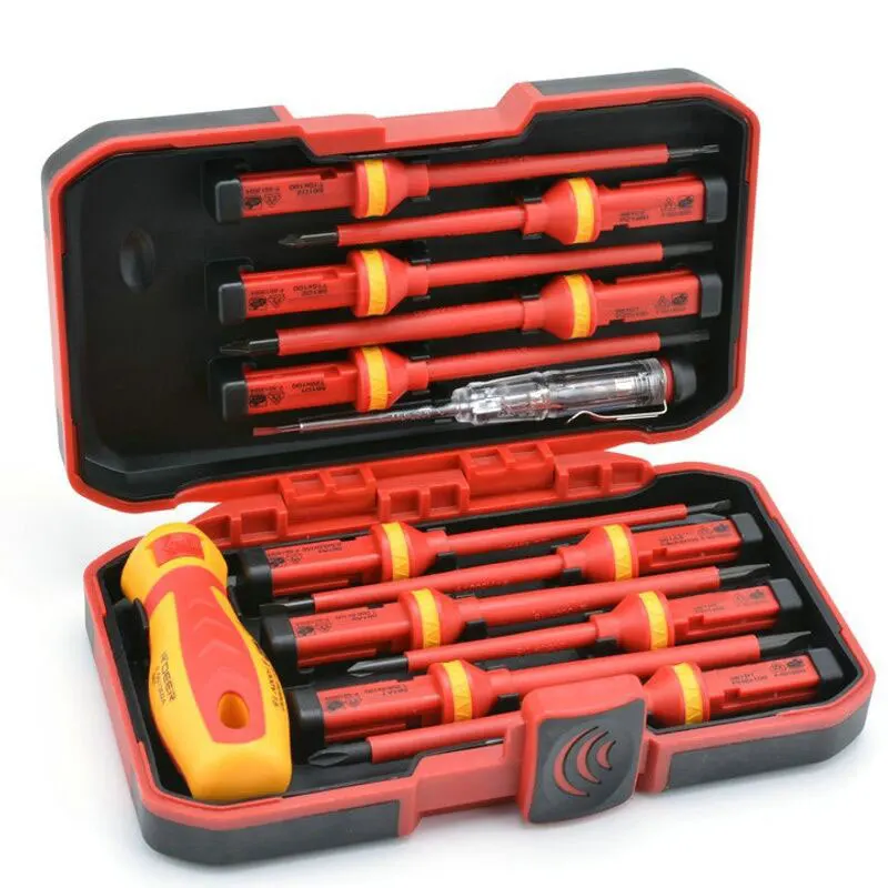 13Pcs Voltage 1000V Professional Electronic Insulated Screwdriver Set High Slotted Screwdriver Durable Hand Tools Accessory Set
13Pcs Voltage 1000V Professional Electronic Insulated Screwdriver Set High Slotted Screwdriver Durable Hand Tools Accessory Set